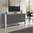 Pemberly Row 3-Door Elm Gray Modern Buffet with Adjustable Shelves