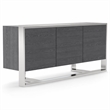 Pemberly Row 3-Door Elm Gray Modern Buffet with Adjustable Shelves