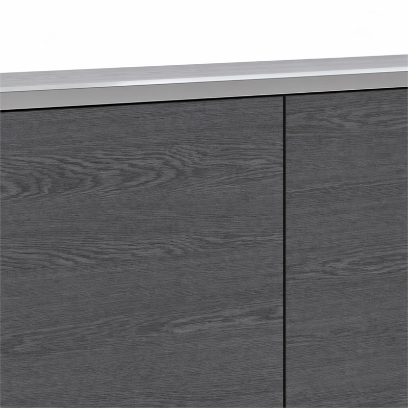 Pemberly Row 3-Door Elm Gray Modern Buffet with Adjustable Shelves