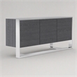 Pemberly Row 3-Door Elm Gray Modern Buffet with Adjustable Shelves