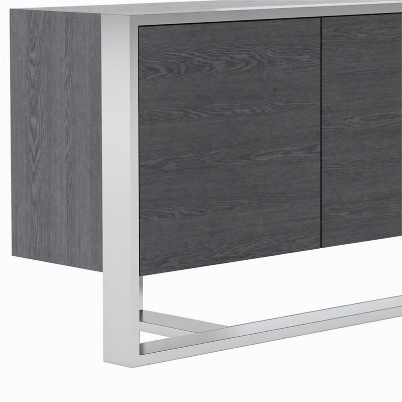 Pemberly Row 3-Door Elm Gray Modern Buffet with Adjustable Shelves