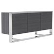 Pemberly Row 3-Door Elm Gray Modern Buffet with Adjustable Shelves