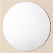 Pemberly Row 32 in Round Mid-Century Glass Mirror in Walnut/Clear