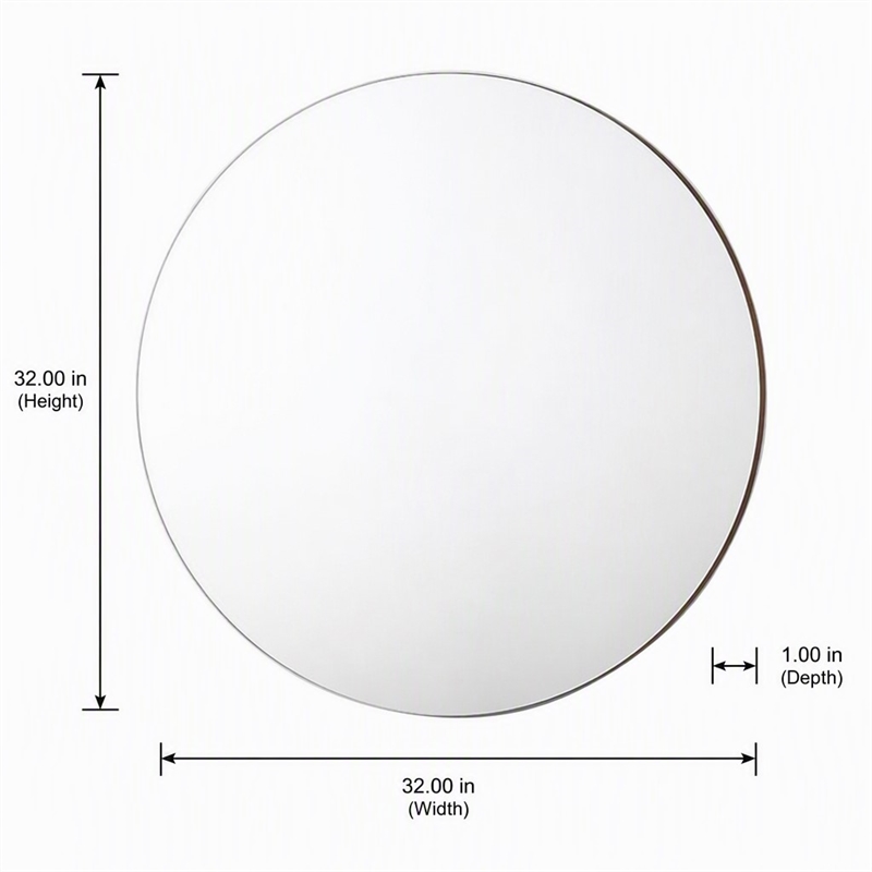 Pemberly Row 32 in Round Mid-Century Glass Mirror in Walnut/Clear