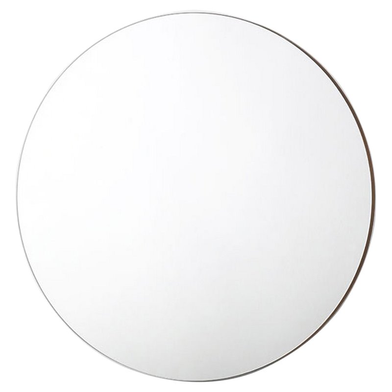 Pemberly Row 32 in Round Mid-Century Glass Mirror in Walnut/Clear