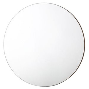 Pemberly Row 32 in Round Mid-Century Glass Mirror in Walnut/Clear