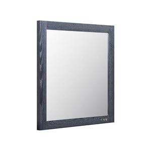 Pemberly Row Smoked Ash Veneer Modern Mirror with Brass Accents