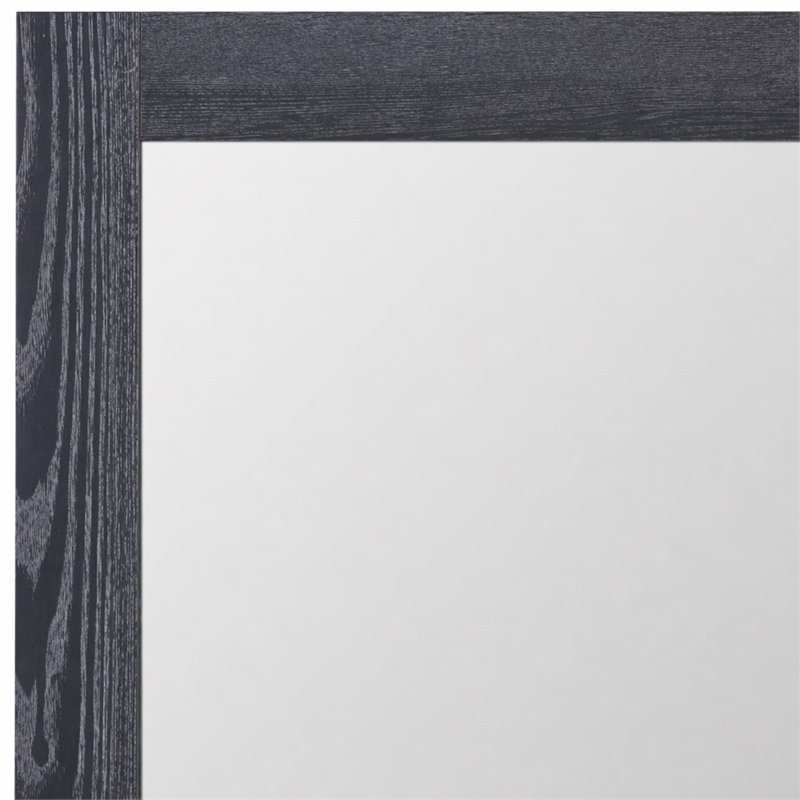 Pemberly Row Smoked Ash Veneer Modern Mirror with Brass Accents