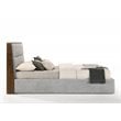 Pemberly Row Upholstered Wood Eastern King Bed in Walnut and Grey