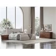 Pemberly Row Upholstered Wood Eastern King Bed in Walnut and Grey