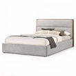Pemberly Row Upholstered Wood Eastern King Bed in Walnut and Grey