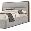 Pemberly Row Upholstered Wood Eastern King Bed in Walnut and Grey