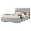 Pemberly Row Upholstered Wood Eastern King Bed in Walnut and Grey