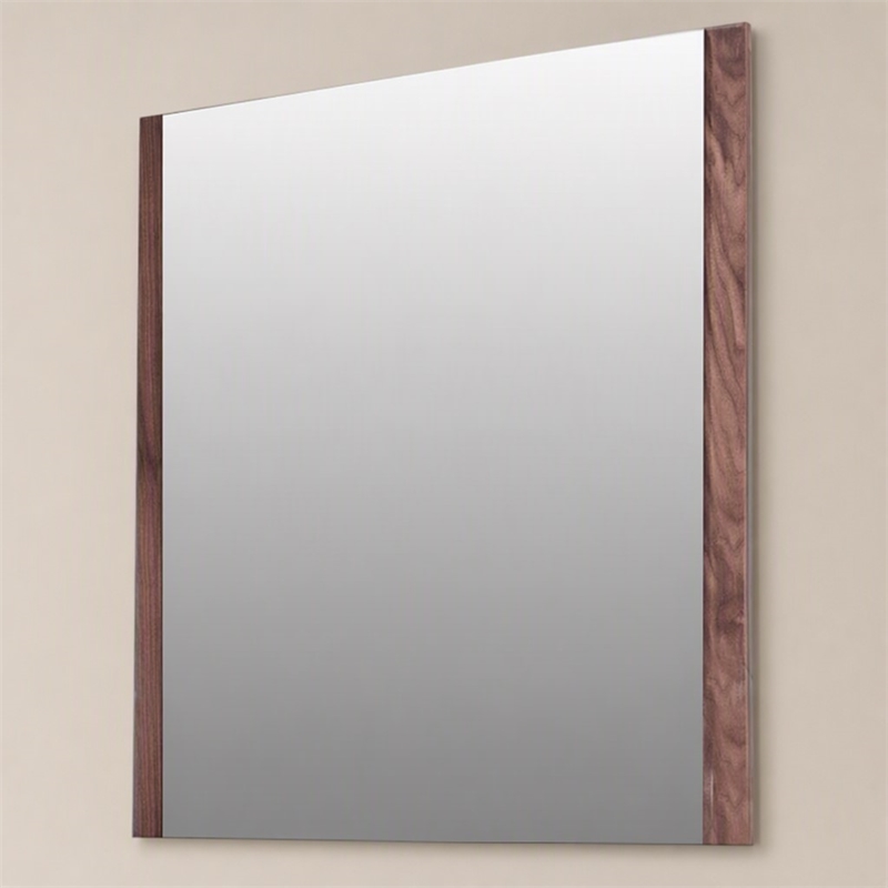 Pemberly Row Modern 40x34 Glass and Walnut Rectangular Mirror