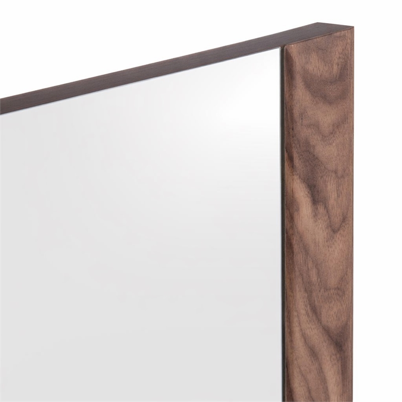 Pemberly Row Modern 40x34 Glass and Walnut Rectangular Mirror