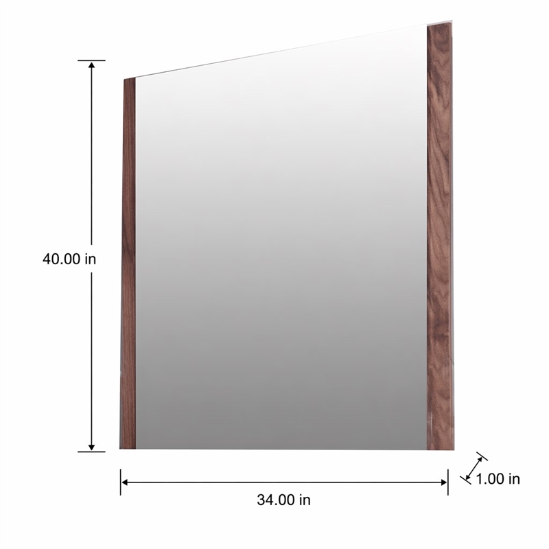 Pemberly Row Modern 40x34 Glass and Walnut Rectangular Mirror