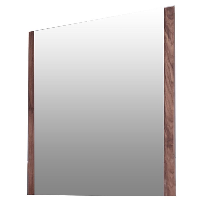 Pemberly Row Modern 40x34 Glass and Walnut Rectangular Mirror