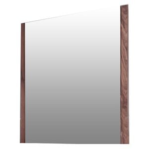 Pemberly Row Modern 40x34 Glass and Walnut Rectangular Mirror