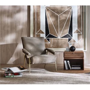 Pemberly Row Modern Walnut and Metal 1-Drawer Modular Nightstand