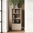 Pemberly Row Modern Travertine and Gold Vertical Bookcase with Drawer