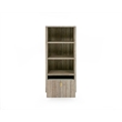 Pemberly Row Modern Travertine and Gold Vertical Bookcase with Drawer