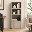 Pemberly Row Modern Travertine and Gold Vertical Bookcase with Drawer