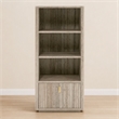 Pemberly Row Modern Travertine and Gold Vertical Bookcase with Drawer