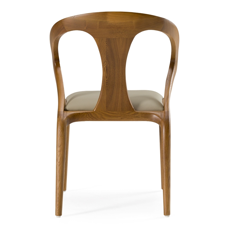 Pemberly Row Solid Wood & Faux Leather Dining Chair in Walnut & Beige