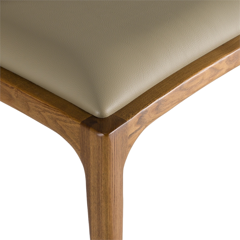 Pemberly Row Solid Wood & Faux Leather Dining Chair in Walnut & Beige