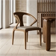 Pemberly Row Solid Wood & Faux Leather Dining Chair in Walnut & Beige
