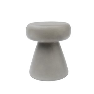 Pemberly Row Round Solid Concrete Stone Stool in Gray - 18 in