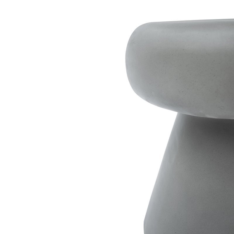 Pemberly Row Round Solid Concrete Stone Stool in Gray - 18 in