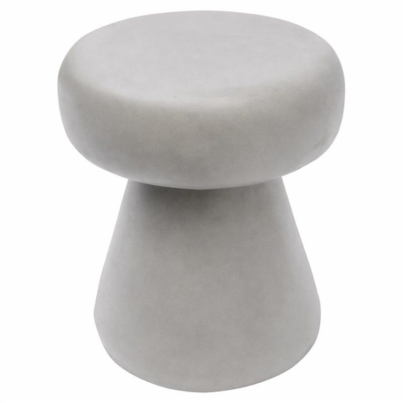 Pemberly Row Round Solid Concrete Stone Stool in Gray - 18 in