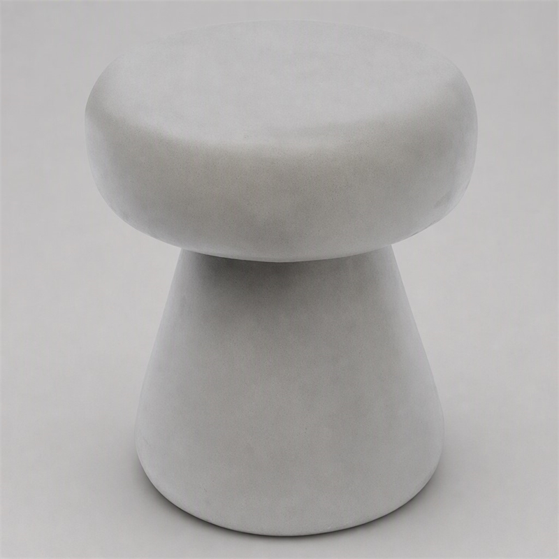 Pemberly Row Round Solid Concrete Stone Stool in Gray - 18 in