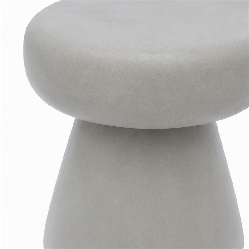 Pemberly Row Round Solid Concrete Stone Stool in Gray - 18 in