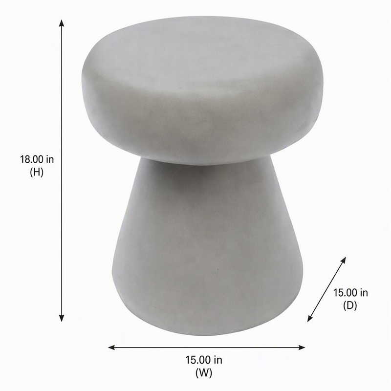 Pemberly Row Round Solid Concrete Stone Stool in Gray - 18 in
