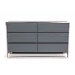 Pemberly Row Modern 6-Drawer Dresser in Gray Oak Veneer and Stainless Steel