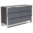 Pemberly Row Modern 6-Drawer Dresser in Gray Oak Veneer and Stainless Steel