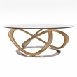Pemberly Row Modern Coffee Table with Glass Top and Walnut Base