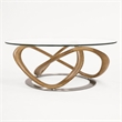 Pemberly Row Modern Coffee Table with Glass Top and Walnut Base