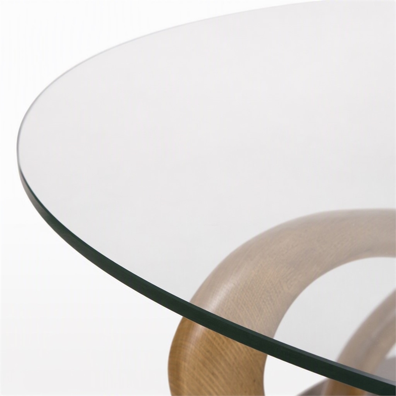 Pemberly Row Modern Coffee Table with Glass Top and Walnut Base