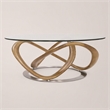 Pemberly Row Modern Coffee Table with Glass Top and Walnut Base