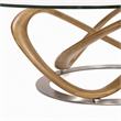 Pemberly Row Modern Coffee Table with Glass Top and Walnut Base