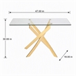 Pemberly Row Modern Glass Console Table with Gold Finish Stainless Steel Base