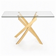 Pemberly Row Modern Glass Console Table with Gold Finish Stainless Steel Base