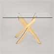 Pemberly Row Modern Glass Console Table with Gold Finish Stainless Steel Base