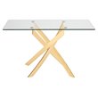 Pemberly Row Modern Glass Console Table with Gold Finish Stainless Steel Base