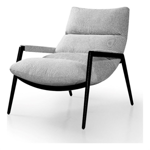 Pemberly Row Modern Accent Chair in Grey Fabric with Black Iron Legs