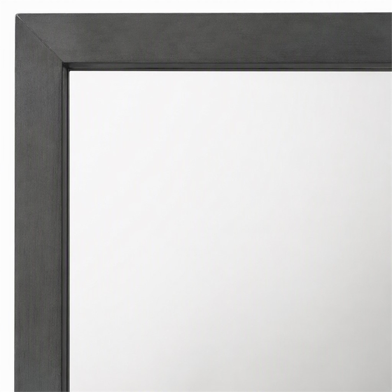 Pemberly Row Bryan Rectangular MDF and Glass Mirror in Wash Gray Clear
