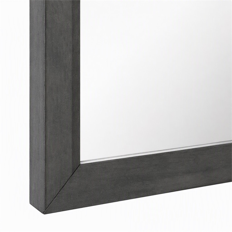 Pemberly Row Bryan Rectangular MDF and Glass Mirror in Wash Gray Clear